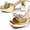 image:imageDREAM PAIRS Womens Double Bowknots Platform Chunky Heels Rhinestone High Square Toe Dress Sandals for Wedding Bridal PartyGoldpat