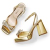 image:imageDREAM PAIRS Womens Double Bowknots Platform Chunky Heels Rhinestone High Square Toe Dress Sandals for Wedding Bridal PartyGoldpat