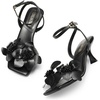 image:imageDREAM PAIRS Womens Flower Wedding Heels Cute Square Toe Slingback Low Kitten Heels Sandals with Ankle StrapBlackpu
