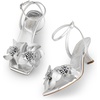 image:imageDREAM PAIRS Womens Flower Wedding Heels Cute Square Toe Slingback Low Kitten Heels Sandals with Ankle StrapSilverpu