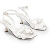 image:imageDREAM PAIRS Womens Flower Wedding Heels Cute Square Toe Slingback Low Kitten Heels Sandals with Ankle StrapWhitepu