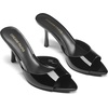 image:imageDREAM PAIRS Womens High Heels Mules Pointed Peep Toe Kitten Sandals Comfortable Slip On Dressy Shoes for Wedding Daily Work Travel SummerBlackpat