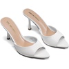 image:imageDREAM PAIRS Womens High Heels Mules Pointed Peep Toe Kitten Sandals Comfortable Slip On Dressy Shoes for Wedding Daily Work Travel SummerWhite