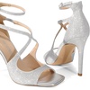 image:imageDREAM PAIRS Womens High Heels Sexy Cross Square Open Toe Strappy Dressy Sexy Stylish Stilettos Heels SandalsSilverglitter