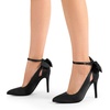image:imageDREAM PAIRS Womens High Heels Stiletto Strappy Pointed Toe Bow Dress Shoes Sexy Party Wedding PumpsBlacksatin