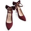 image:imageDREAM PAIRS Womens High Heels Stiletto Strappy Pointed Toe Bow Dress Shoes Sexy Party Wedding PumpsBurgundy Suede