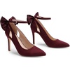 image:imageDREAM PAIRS Womens High Heels Stiletto Strappy Pointed Toe Bow Dress Shoes Sexy Party Wedding PumpsBurgundy Suede