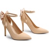 image:imageDREAM PAIRS Womens High Heels Stiletto Strappy Pointed Toe Bow Dress Shoes Sexy Party Wedding PumpsNudenubuck