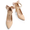 image:imageDREAM PAIRS Womens High Heels Stiletto Strappy Pointed Toe Bow Dress Shoes Sexy Party Wedding PumpsNudenubuck