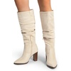 image:imageDREAM PAIRS Womens Knee High Boots Pointed Toe Chunky Block Heel Suede Boots Comfortable for Women with Side Zipper Fashion Slouchy Tall BootsBeige