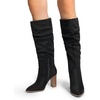 image:imageDREAM PAIRS Womens Knee High Boots Pointed Toe Chunky Block Heel Suede Boots Comfortable for Women with Side Zipper Fashion Slouchy Tall BootsBlack