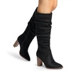 image:imageDREAM PAIRS Womens Knee High Boots Pointed Toe Chunky Block Heel Suede Boots Comfortable for Women with Side Zipper Fashion Slouchy Tall BootsBlack