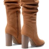 image:imageDREAM PAIRS Womens Knee High Boots Pointed Toe Chunky Block Heel Suede Boots Comfortable for Women with Side Zipper Fashion Slouchy Tall BootsCamel