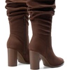 image:imageDREAM PAIRS Womens Knee High Boots Pointed Toe Chunky Block Heel Suede Boots Comfortable for Women with Side Zipper Fashion Slouchy Tall BootsDark Brown