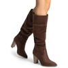 image:imageDREAM PAIRS Womens Knee High Boots Pointed Toe Chunky Block Heel Suede Boots Comfortable for Women with Side Zipper Fashion Slouchy Tall BootsDark Brown