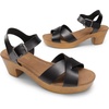 image:imageDREAM PAIRS Womens Platform Chunky Heels Faux Wood Block Heels Cute Open Toe Ankle Strap Crisscross Mid Heels Wedding Party Dance Pump Sandals ShoesSize 8BlackSDHS2347W