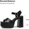 image:imageDREAM PAIRS Womens Platform Chunky Heels Square Open Toe Ankle Strap High Heeled Sandals Y2K Shoes for Party BrunchBlack