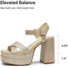 image:imageDREAM PAIRS Womens Platform Chunky Heels Square Open Toe Ankle Strap High Heeled Sandals Y2K Shoes for Party BrunchGoldglitter
