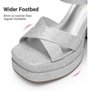 image:imageDREAM PAIRS Womens Platform Chunky Heels Square Open Toe Ankle Strap High Heeled Sandals Y2K Shoes for Party BrunchSilverglitter