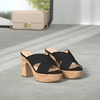 image:imageDREAM PAIRS Womens Platform Heels Open Toe Slip on Heels for Women High Chunky Block Wedges Sandals Dressy Pumps ShoesBlacknubuck