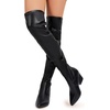 image:imageDREAM PAIRS Womens Pointed Toe Thigh High Over the Knee Boots Tall Chunky Blocked Heel Fall Long Fashion Sexy BootsBlackpu