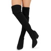 image:imageDREAM PAIRS Womens Pointed Toe Thigh High Over the Knee Boots Tall Chunky Blocked Heel Fall Long Fashion Sexy BootsBlacksuede