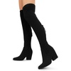 image:imageDREAM PAIRS Womens Pointed Toe Thigh High Over the Knee Boots Tall Chunky Blocked Heel Fall Long Fashion Sexy BootsBlacksuede
