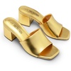image:imageDREAM PAIRS Womens Square Open Toe Heels Sandals Low Block Chunky Heeled Sandals Slide Sandals Slip on Comfortable Casual Pumps ShoesGoldpu
