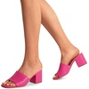 image:imageDREAM PAIRS Womens Square Open Toe Heels Sandals Low Block Chunky Heeled Sandals Slide Sandals Slip on Comfortable Casual Pumps ShoesHot Pinkpu