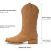 image:imageDREAM PAIRS Womens Square Toe Cowboy Cowgirl Boots Pull On Low Chunky Heel Mid Calf Western Boots with Embroidered Stitched for Theme Party Country ConcertCamel