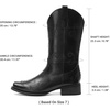 image:imageDREAM PAIRS Womens Square Toe Cowboy Cowgirl Boots Pull On Low Chunky Heel Mid Calf Western Boots with Embroidered Stitched for Theme Party Country ConcertAll Black