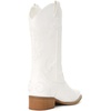 image:imageDREAM PAIRS Womens Square Toe Cowboy Cowgirl Boots Pull On Low Chunky Heel Mid Calf Western Boots with Embroidered Stitched for Theme Party Country ConcertAll White