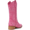 image:imageDREAM PAIRS Womens Square Toe Cowboy Cowgirl Boots Pull On Low Chunky Heel Mid Calf Western Boots with Embroidered Stitched for Theme Party Country ConcertHot Pink