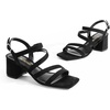 image:imageDREAM PAIRS Womens Strappy Chunky Heels Low Block Square Open Toe Sandals Dress Party ShoesBlacksuede