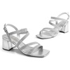 image:imageDREAM PAIRS Womens Strappy Chunky Heels Low Block Square Open Toe Sandals Dress Party ShoesSilverglitter
