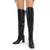 image:imageDREAM PAIRS Womens Tall Over the Knee Boots Thigh High Fall Block Chunky Heeled Knee High Long Boots with Fashion Square Toe and Side ZipperBlack
