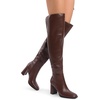 image:imageDREAM PAIRS Womens Tall Over the Knee Boots Thigh High Fall Block Chunky Heeled Knee High Long Boots with Fashion Square Toe and Side ZipperBrown
