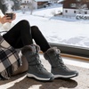 image:imageDREAM PAIRS Womens Waterproof Winter Snow Boots Warm Comfortable Faux Fur Insulated NonSlip Outdoor LaceUp Florin Mid Calf BootiesDarkGrey
