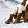 image:imageDREAM PAIRS Womens Waterproof Winter Snow Boots Warm Comfortable Faux Fur Insulated NonSlip Outdoor LaceUp Florin Mid Calf BootiesTan