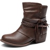 image:imageDREAM PAIRS Girls Ankle Boots Side Zipper Low Heels Boots Little KidBig KidBrown