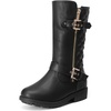 image:imageDREAM PAIRS Girls Faux Fur Lining Knee High Winter Motorcycle Riding Boots ToddlerLittle KidBig KidBlack