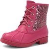 image:imageDREAM PAIRS Girls Glitter Ankle Boots Warm and Soft Velvet Lining with Side Zipper for ToddlerLittle KidBig KidFuchsia