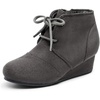 image:imageDREAM PAIRS Girls Low Wedge Heel Booties Side Zipper Ankle Boots ToddlerLittle KidBig KidGrey