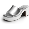 image:imageDREAM PAIRS High Chunky Platform Heels for Women Fashion Comfort Slip on Square Open Toe Block Heel SandalsSilverpu