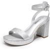 image:imageDREAM PAIRS Platform Heels for Women High Block Chunky Open Toe Ankle Strap Heels Fashion Wedding Party Evening Prom Dance Dress Pump Sandals ShoesSilverglitter