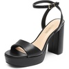 image:imageDREAM PAIRS Platform High Heels for Women Chunky Round Open Toe Ankle Strap Stylish Heeled Sandals for Party Prom WeddingBlackpu