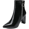 image:imageDREAM PAIRS Womens Chunky Heel Ankle Booties Pointed Toe Short BootsBlackPat
