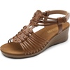 image:imageDREAM PAIRS Womens Comfortable Strappy Low Heel Open Toe SlipOn Wedge Sandals Arch Support for Summer Dressy ShoesBrown