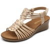 image:imageDREAM PAIRS Womens Comfortable Strappy Low Heel Open Toe SlipOn Wedge Sandals Arch Support for Summer Dressy ShoesNude