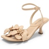 image:imageDREAM PAIRS Womens Flower Wedding Heels Cute Square Toe Slingback Low Kitten Heels Sandals with Ankle StrapNudepu